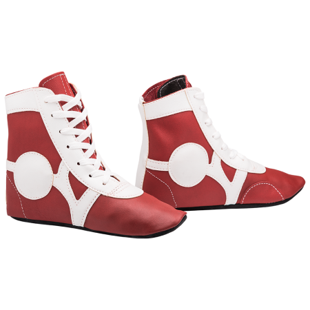 Купить Обувь для самбо SM-0102, кожа, красный Rusco в Туле 